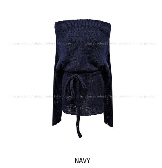 Vine Strap Off-Shoulder Two-Way Knit Scarf Set