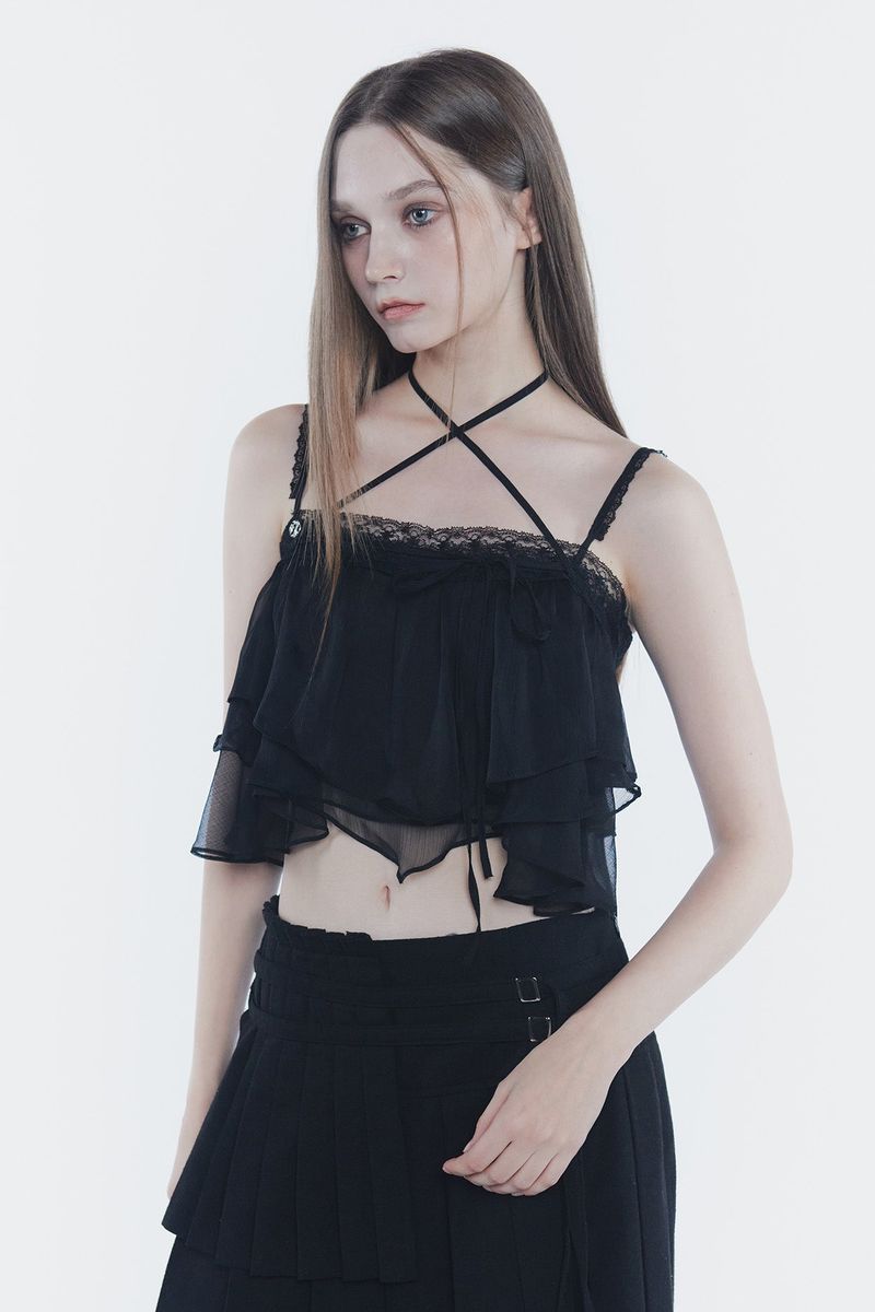 MERMAID FRILL TOP black