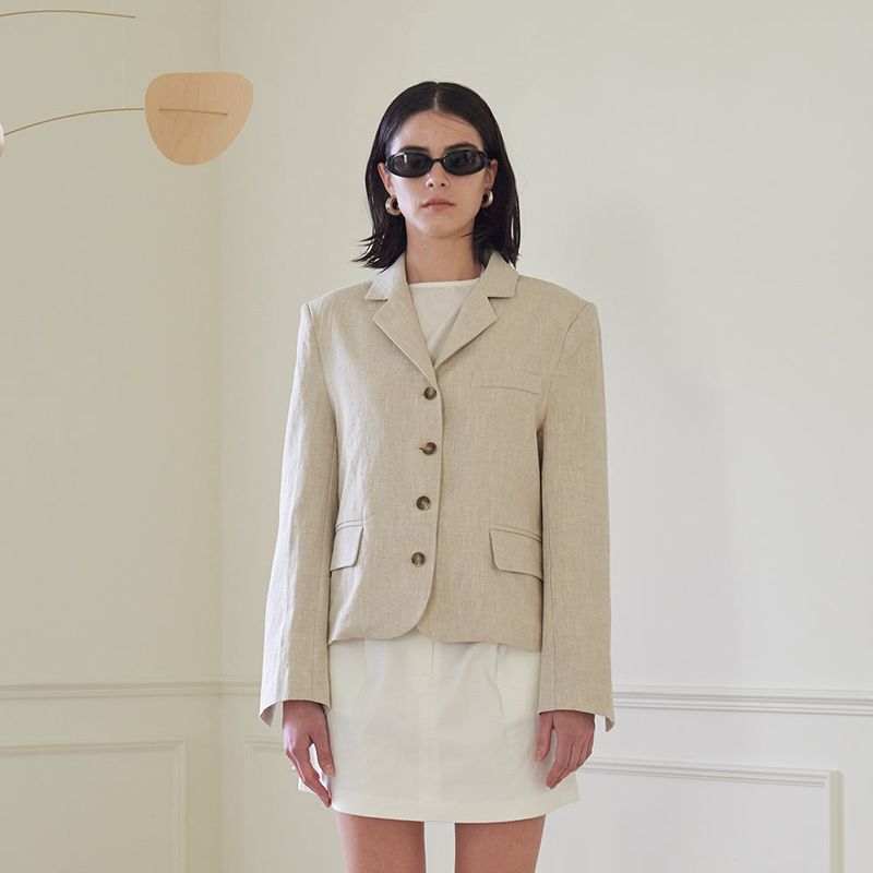 SINGLE LINEN JACKET (BEIGE)
