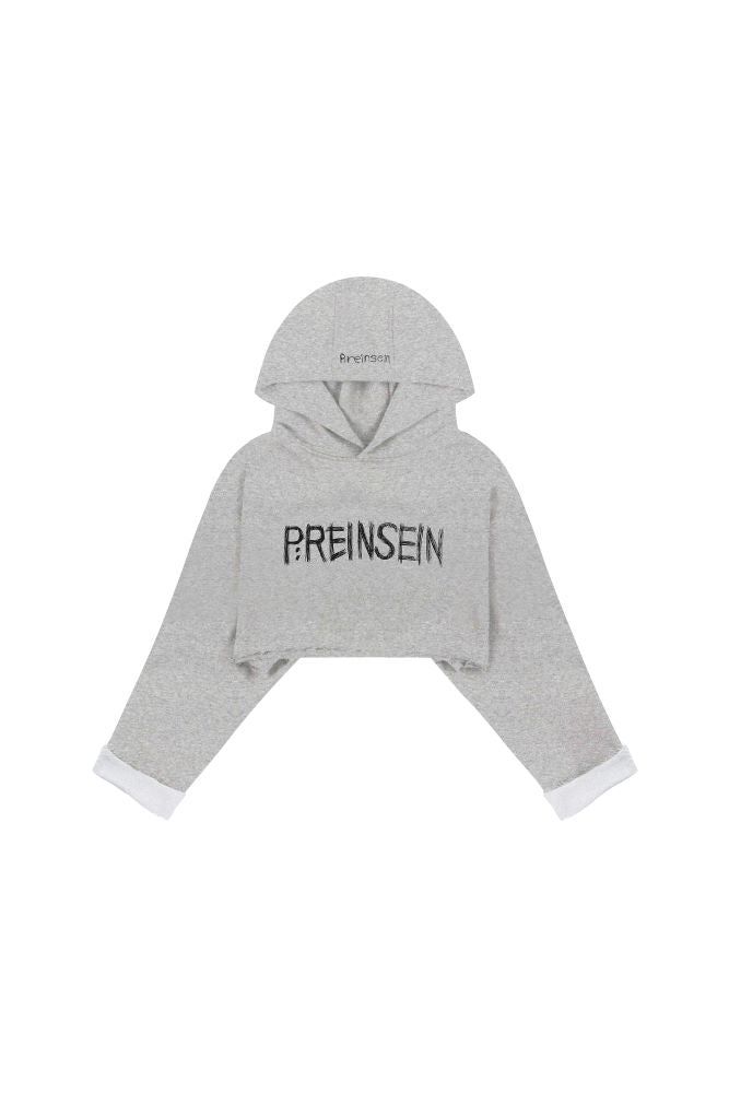 Reinsein doodle raw-edge crop hoodie
