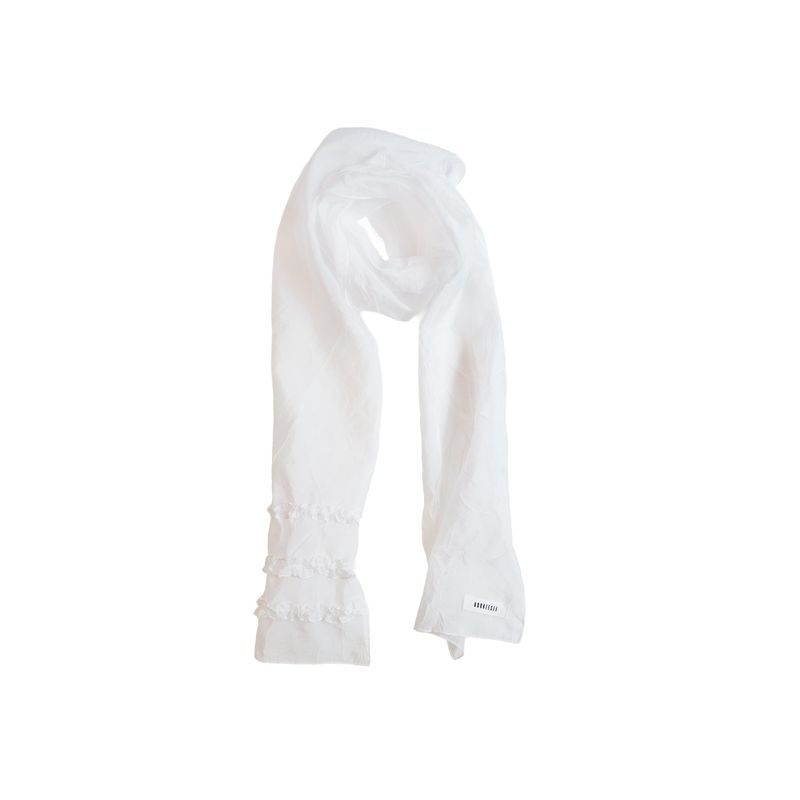 KOOKEESEE（クキシ）の「Sheer Wrinkle Frill Long Scarf (white)（Fashion Accessories）」