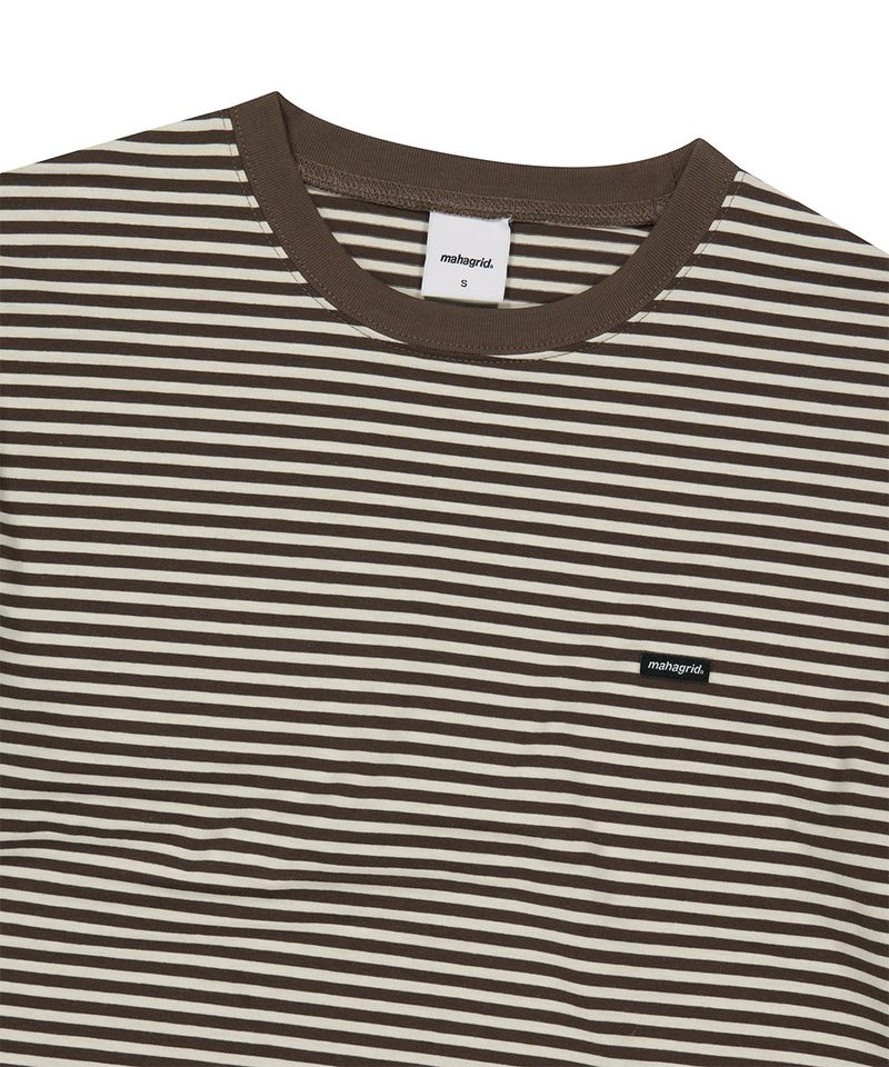 STRIPE BASIC LOGO LONG SLEEVE_BROWN