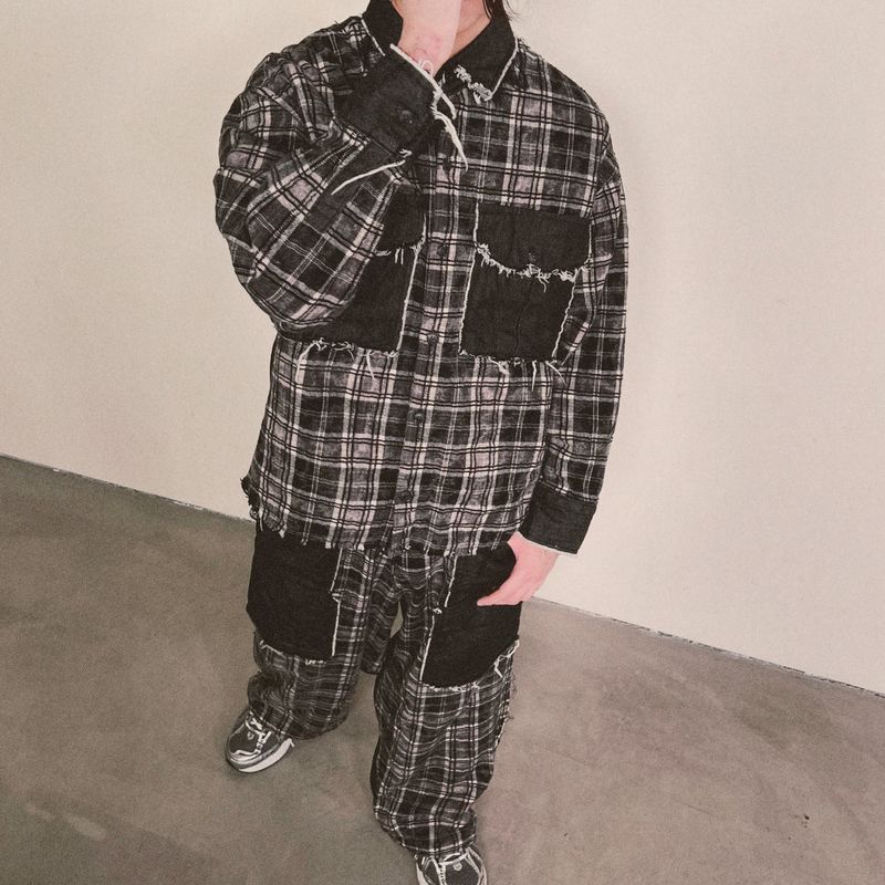 grunge burner check shirt_black