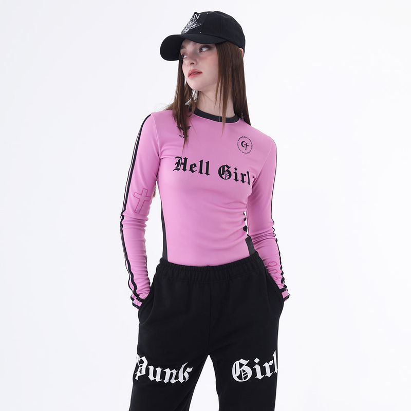 0 5 hell girl line top - PINK