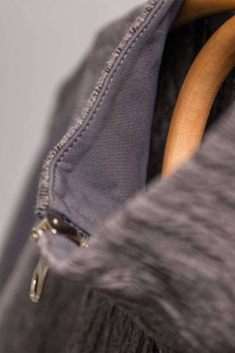 AIR CABLE KNIT HALF 2WAY ZIP UP JACKET-VOLUME GREY