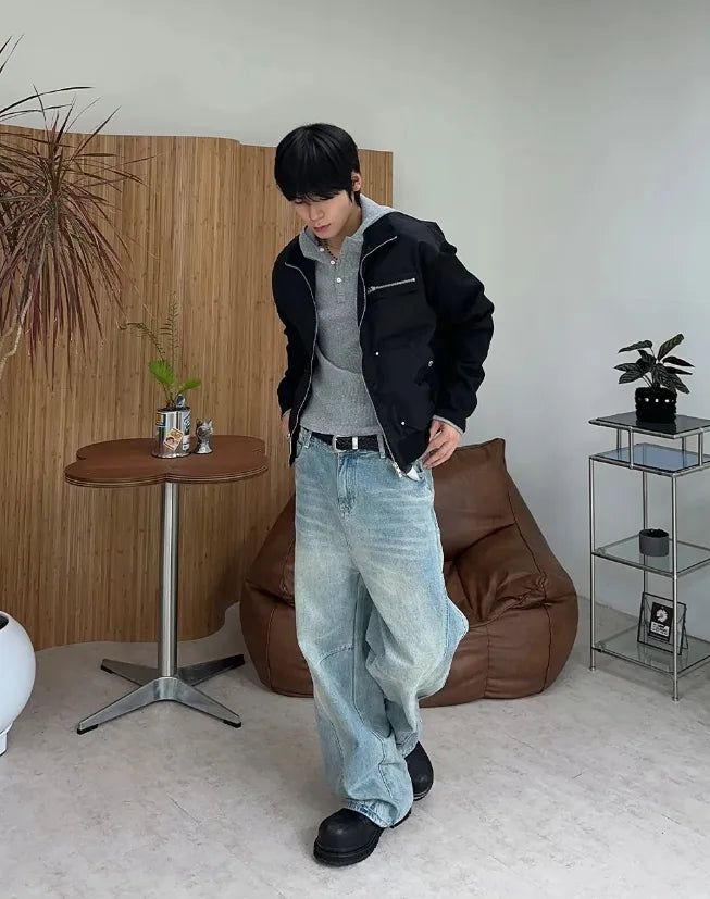 B-Ed Cut Curved Denim Pants