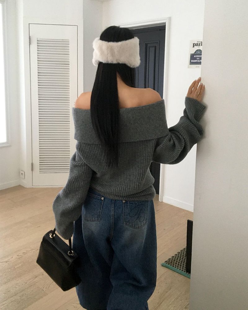 [ORIGINAL] DARE Off-Shoulder Rib Knit