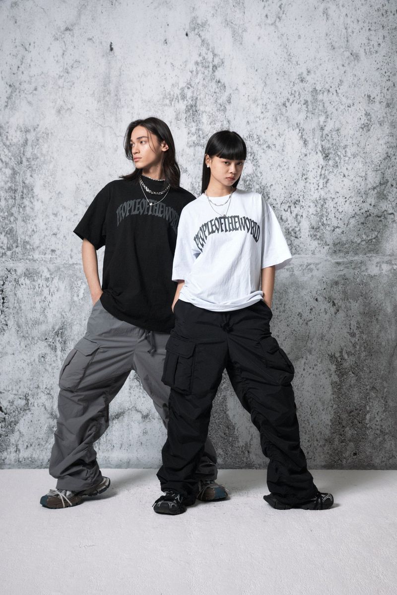 padded pocket shirring pants (GRAY)
