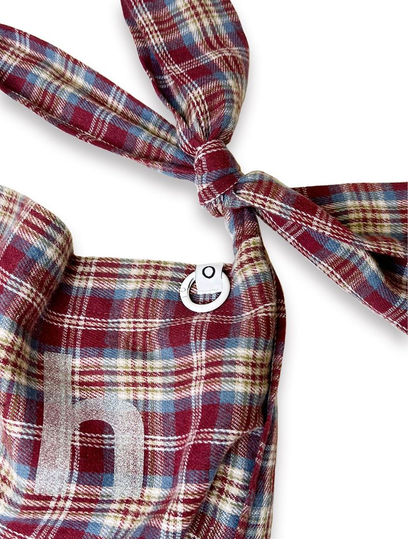 000 Design Check Tie Bag / Burgundy