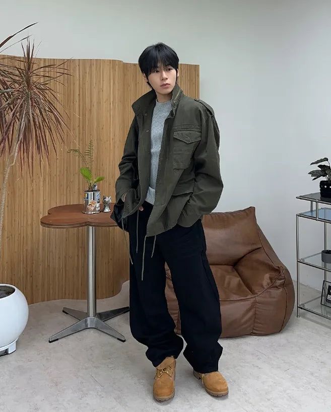 Topel Wrinkle Curved Denim Pants