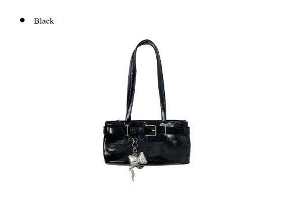 Hard Square Leather Belt Shoulder Bag