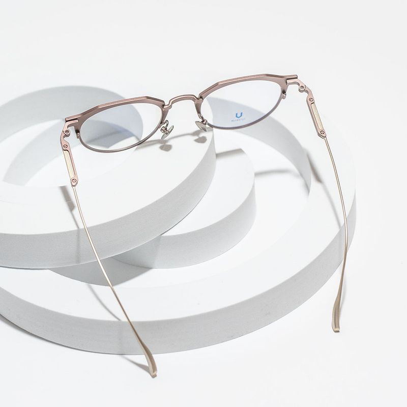 Knouun Round titanium glasses CODE. 104. B Brown N Gold