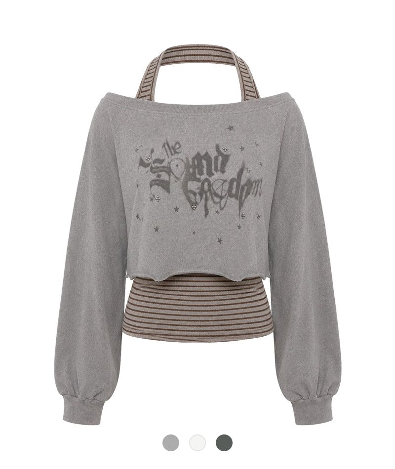 Cozy&Kitsch（コージーアンドキッチ）の「ミリエル ストライプ グラフィック スウェットシャツ セット（トップス）」