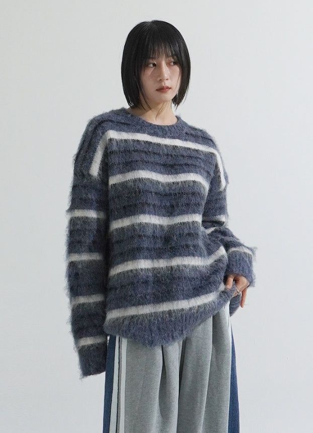 Mohair stripe heavy knit