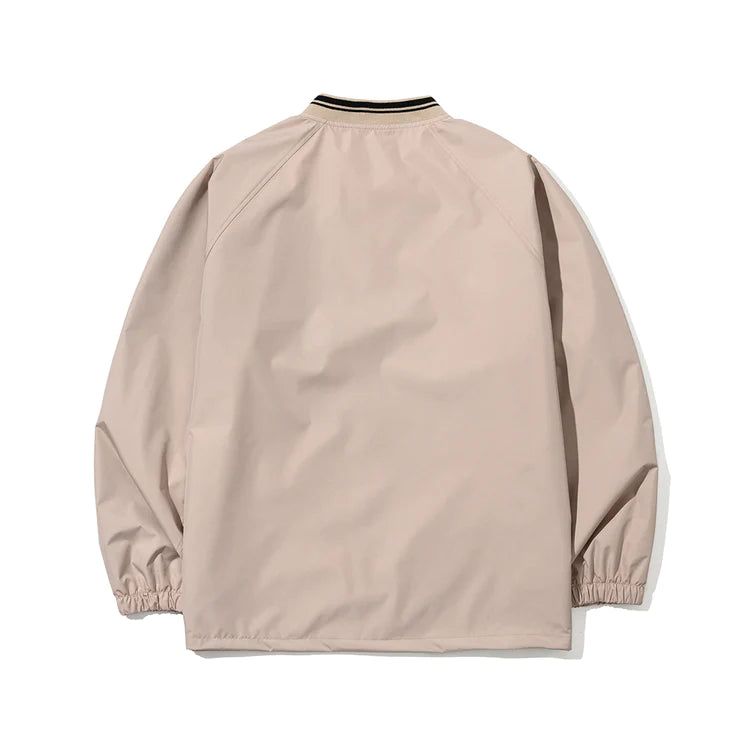 BSRBT SPORTY PULLOVER SNAP JACKET - WHITE/BEIGE