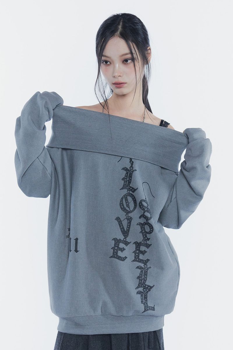 SPELL OFF-SHOULDER SWEATSHIRT charcoal