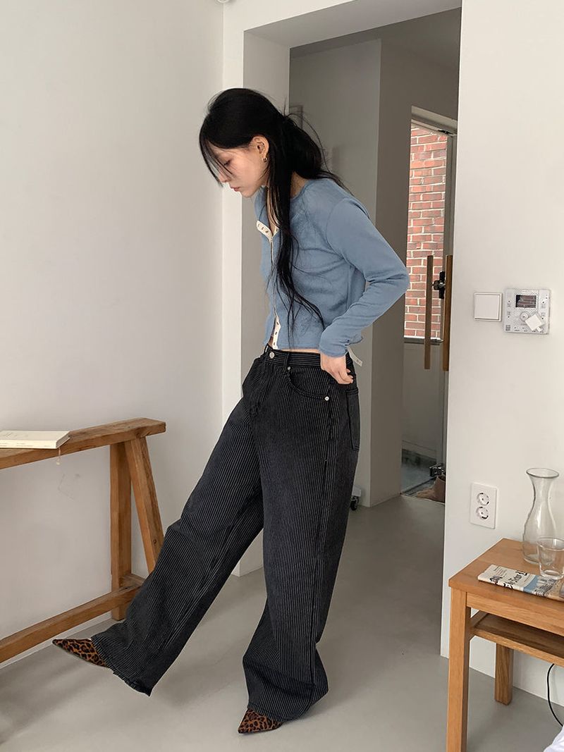 STRIPE BLACK JEANS