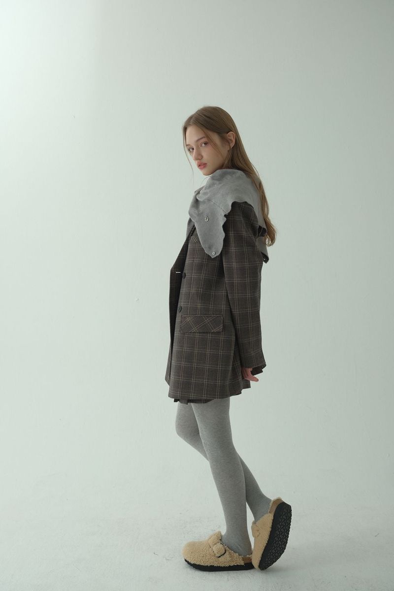 GLAM CHECK DOUBLE JACKET_BEIGE