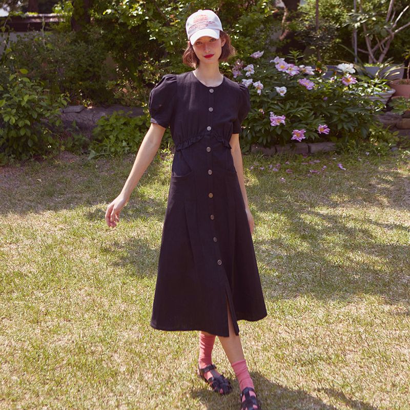 VITALSIGN(バイタルサイン)の「Single Button Linen Puff Dress(Dresses)」