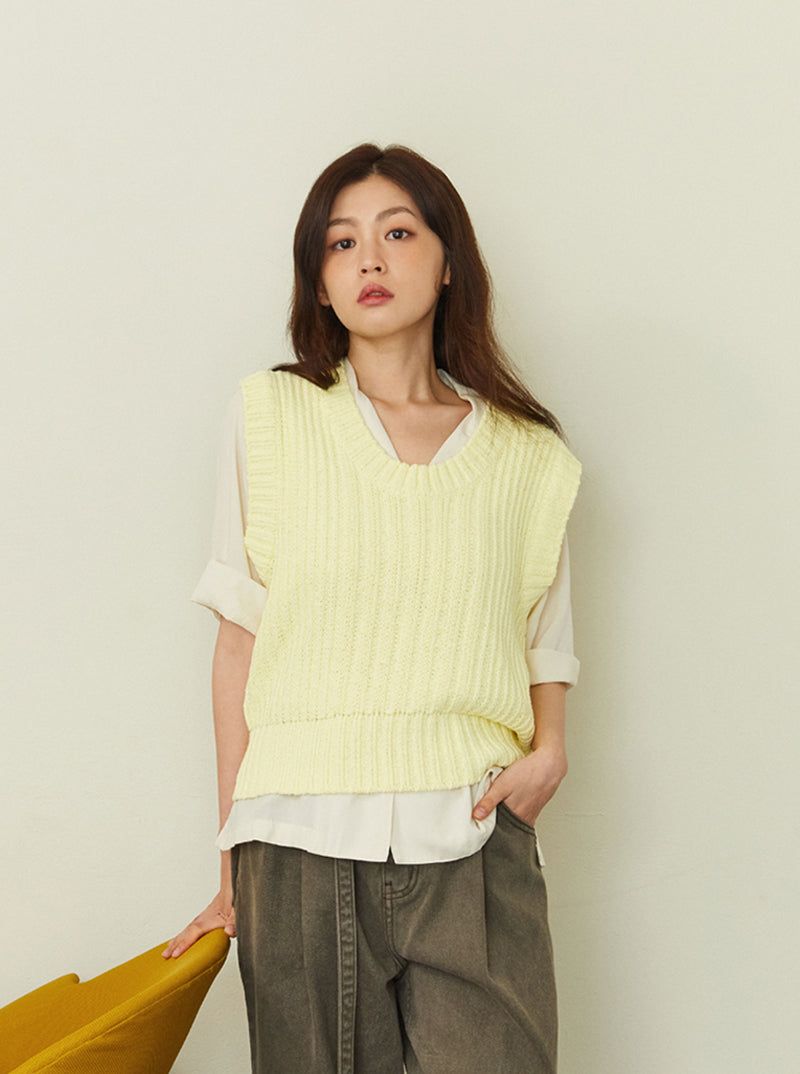 ALARMSEOUL（アラームソウル）の「ALARM MIX KNIT VEST LEMON_WOMAN（Tops）」