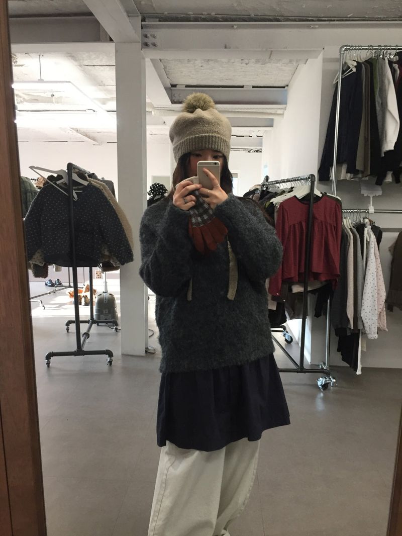 Pom-pom knit beret (3color)