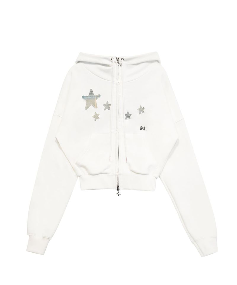 CONTRAST PATCH ZIP-UP IVORY