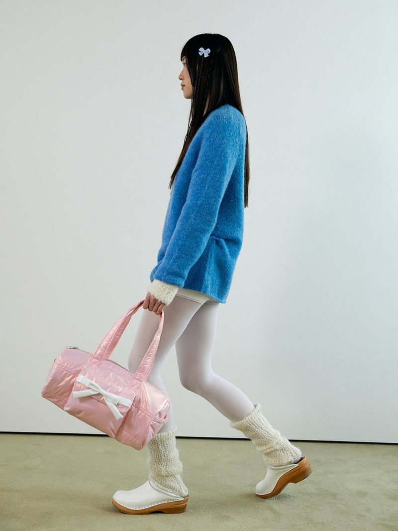 glossy ribbon duffle bag_pink