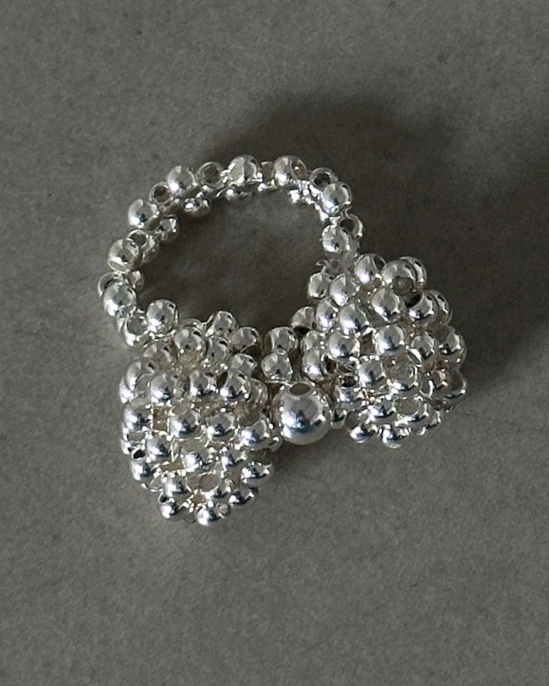 Silver Big Ribbon Ring Ring