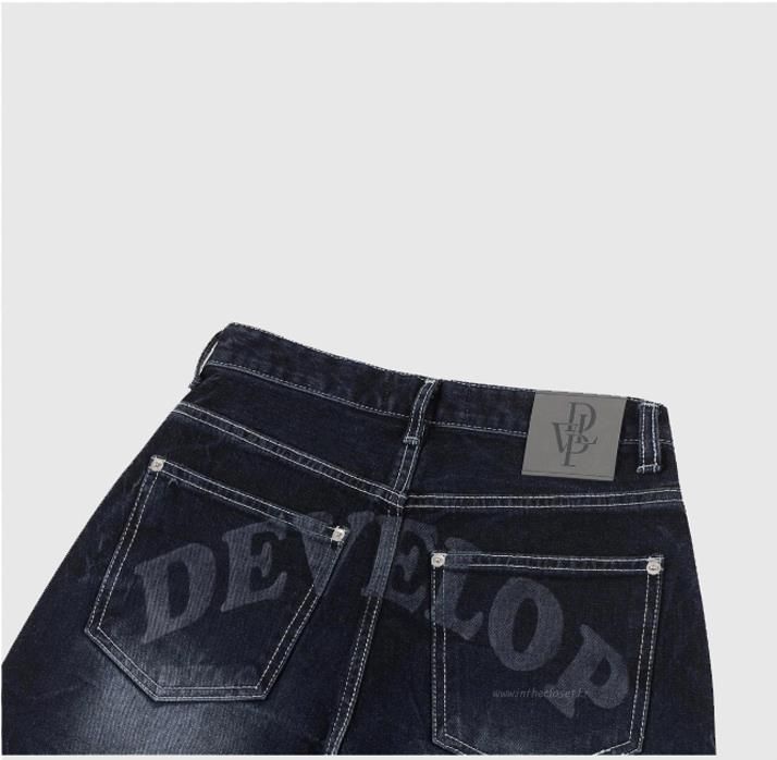 Edge Backprint Wide Denim Pants