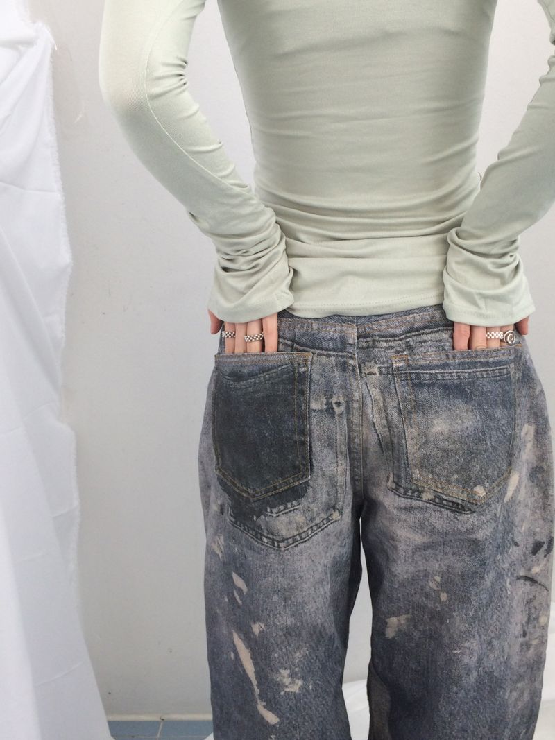 rough-washed vintage denim