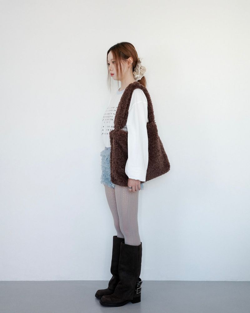 Teddy fluffy big bag _ dark brown