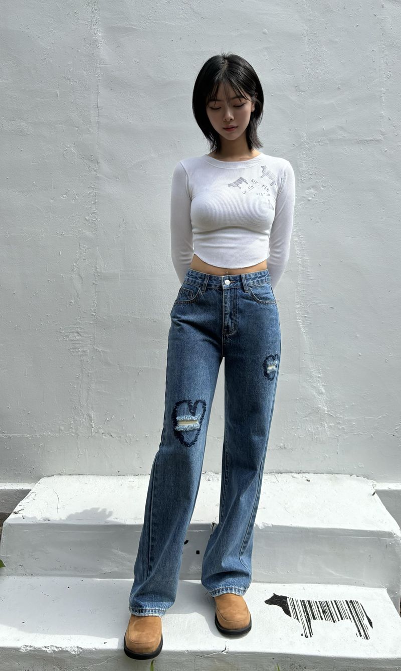 VINTAGE EMBROIDERED DENIM PANTS code 17911