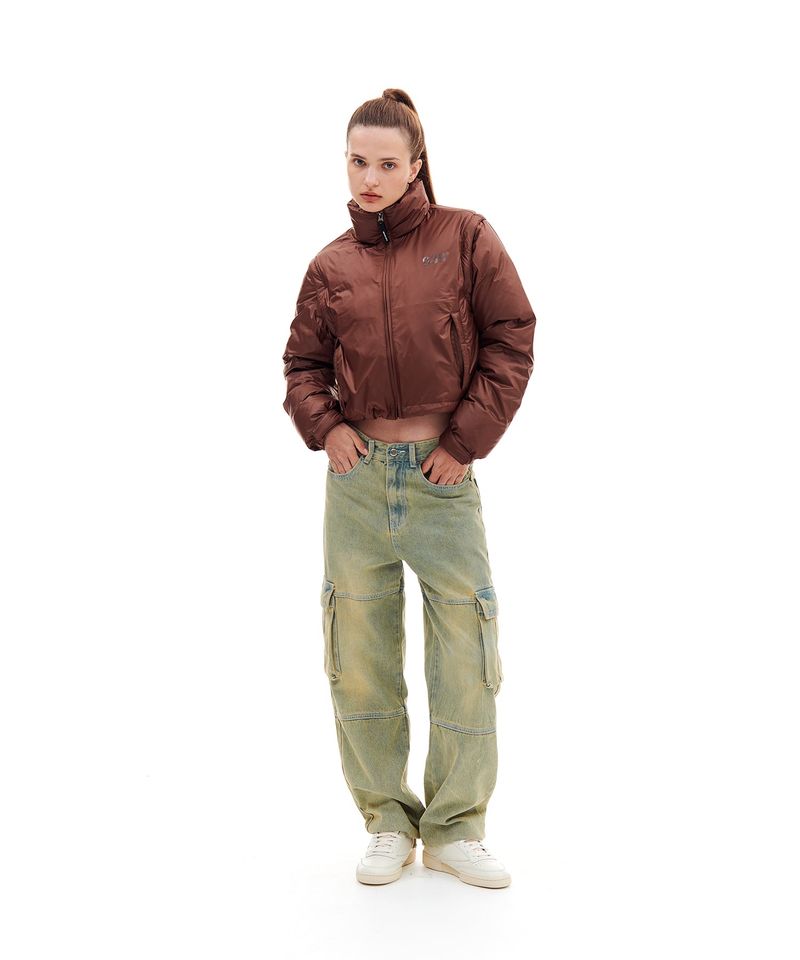 939 DETACHABLE CROP DOWN JACKET (BROWN)