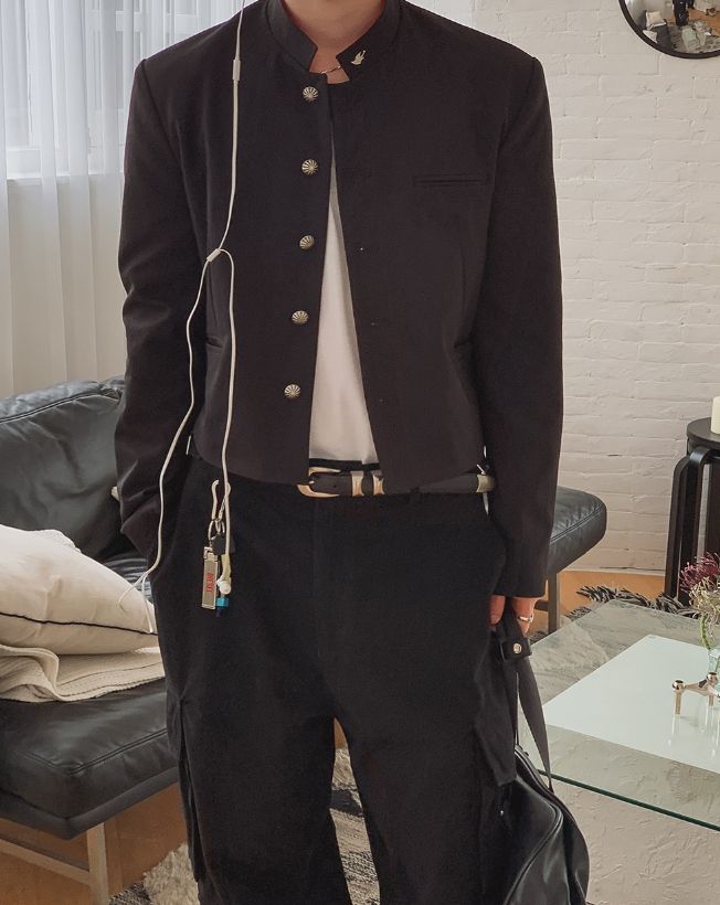 26FW★ [PLAN MADE] Kuroji Metal Gakuran Crop Jacket