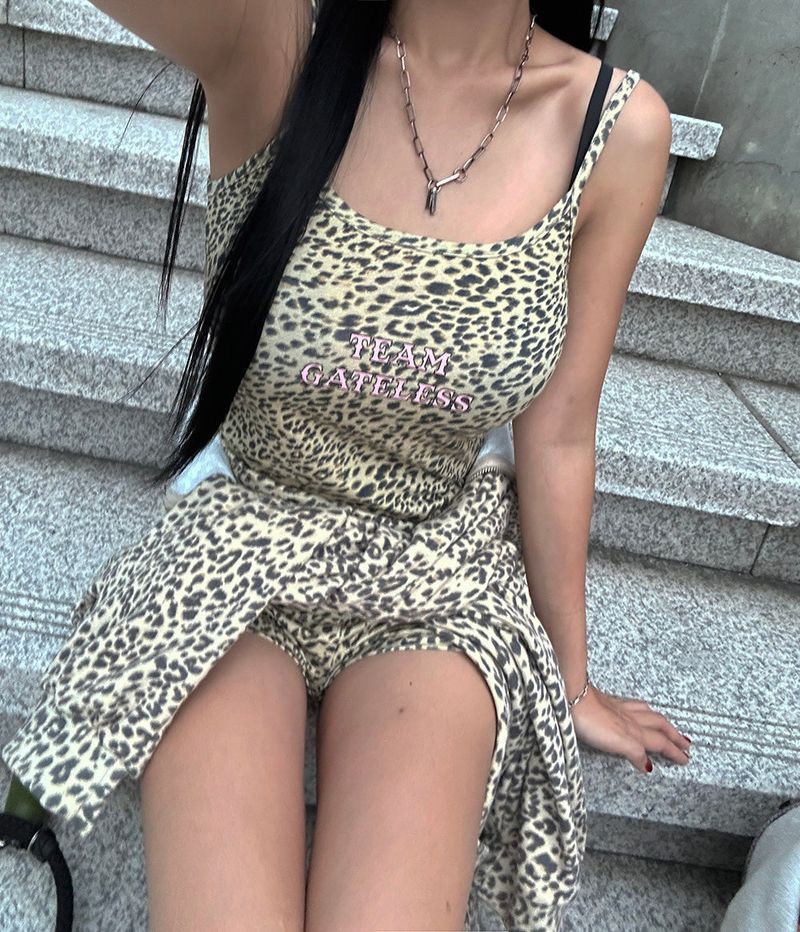 leopard print camouflage banding shorts
