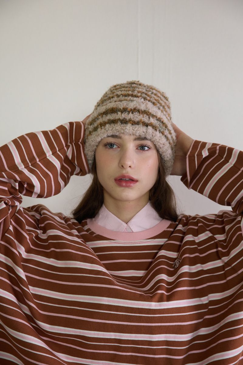 FLUFFY STRIPE BEANIE (2 COLORS)