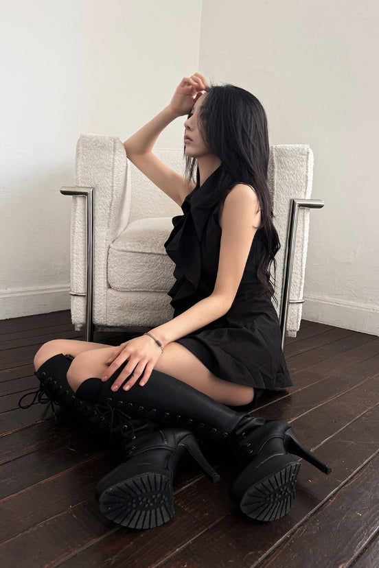Frill tie-neck blouse
