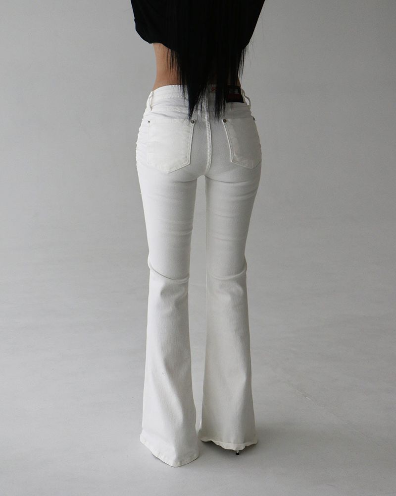 Pelvic Shirring Low-rise Bootcut Pants