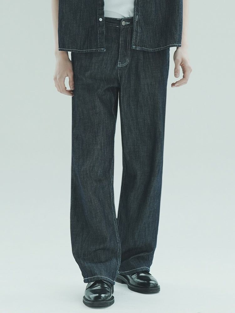 WAAR(ワル)の「M204 LINEN WIDE DENIM PANTS_DEEP BLUE(Pants)」
