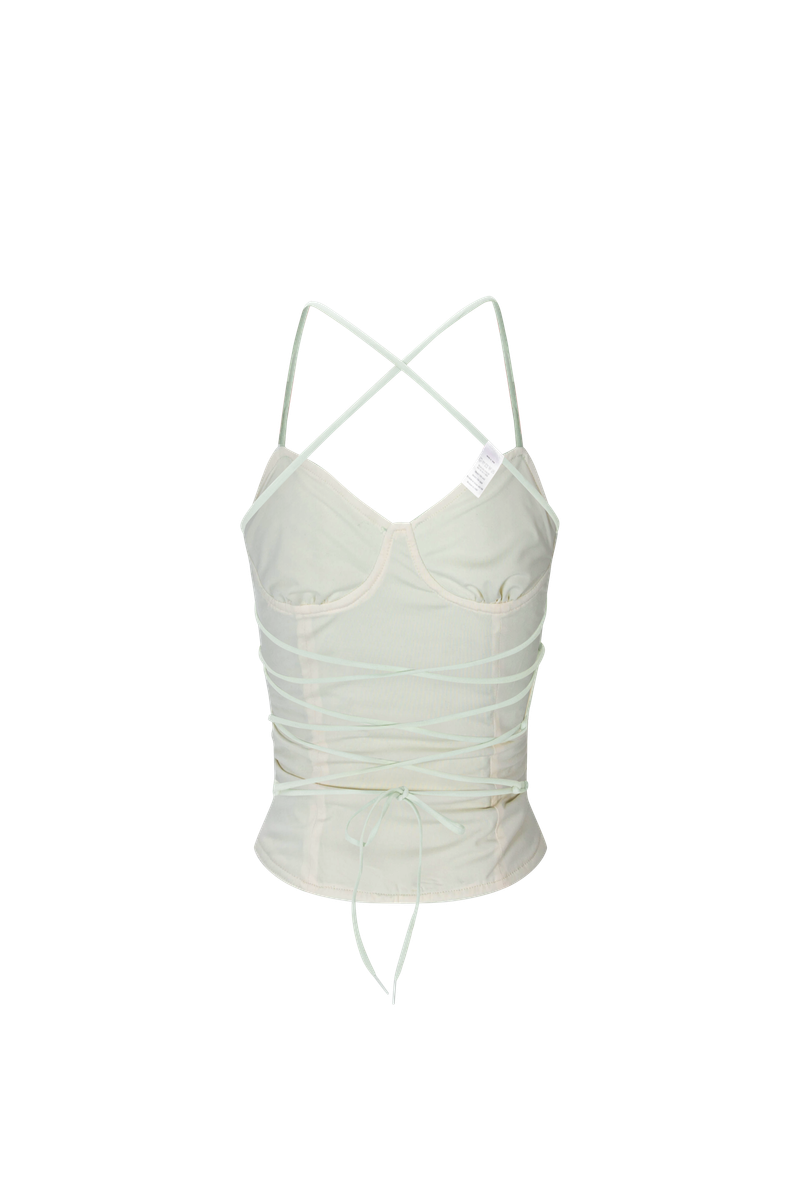 lace backless top mint butterfly
