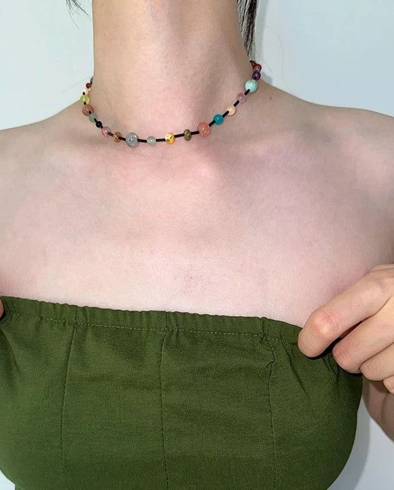 Mixed color gemstone necklace