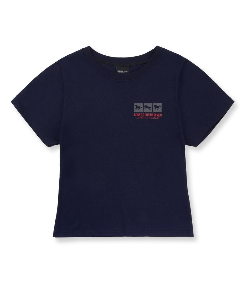 horse box cropped T-shirt - Navy