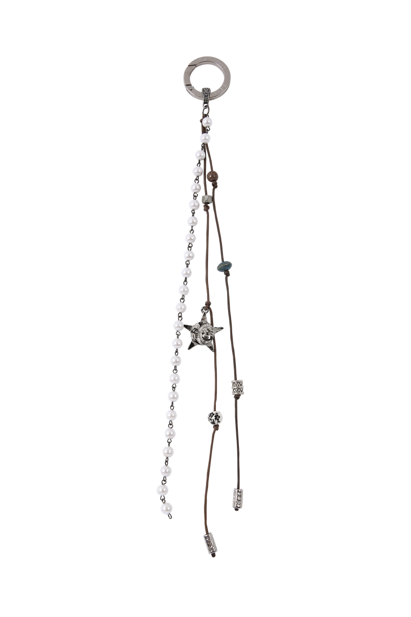 Vintage pearl ball ball rope key ring