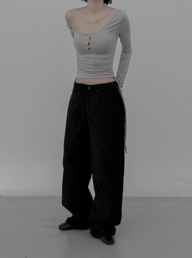 Velvet Denim Wide Pants