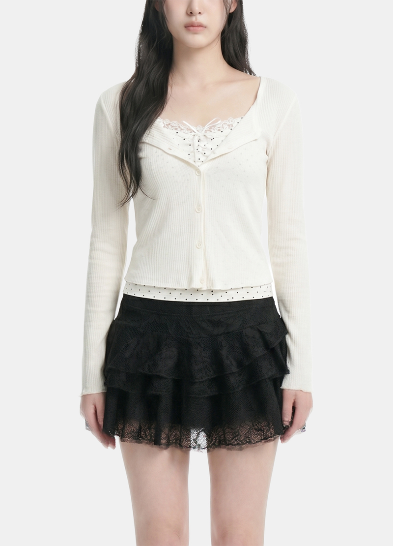Aven Lace Layer Cardigan Set