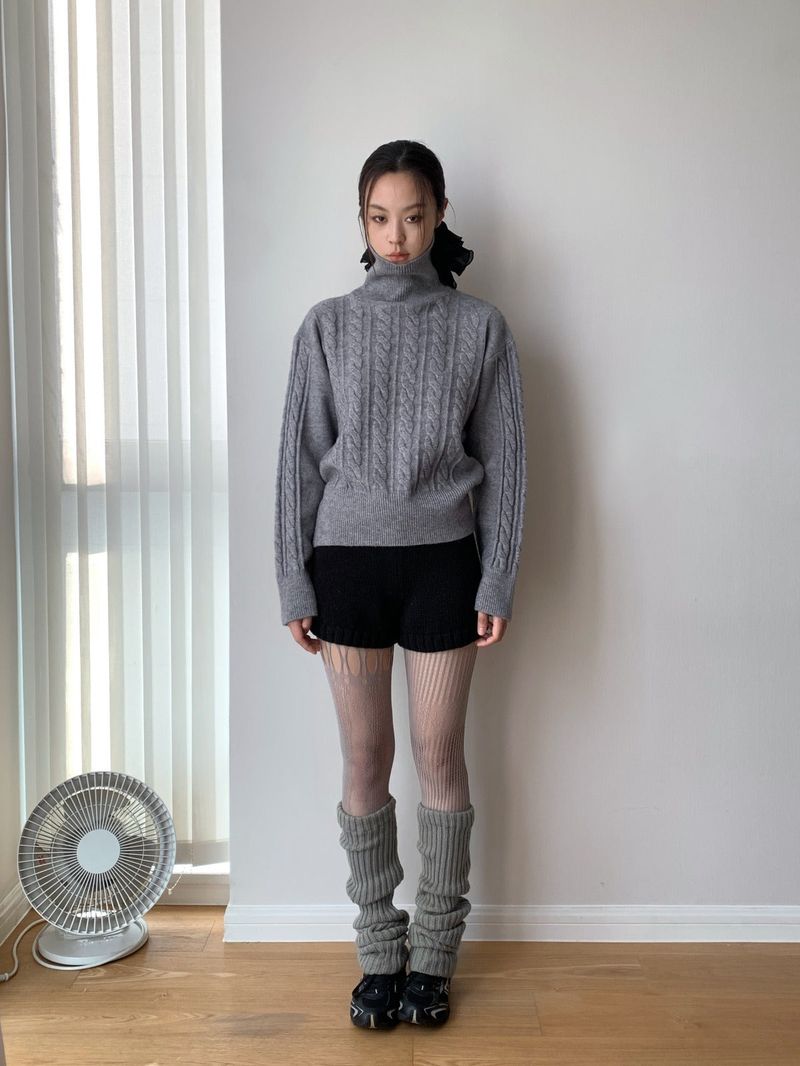 Jacquard Turtleneck Twisted Wool Knitwear