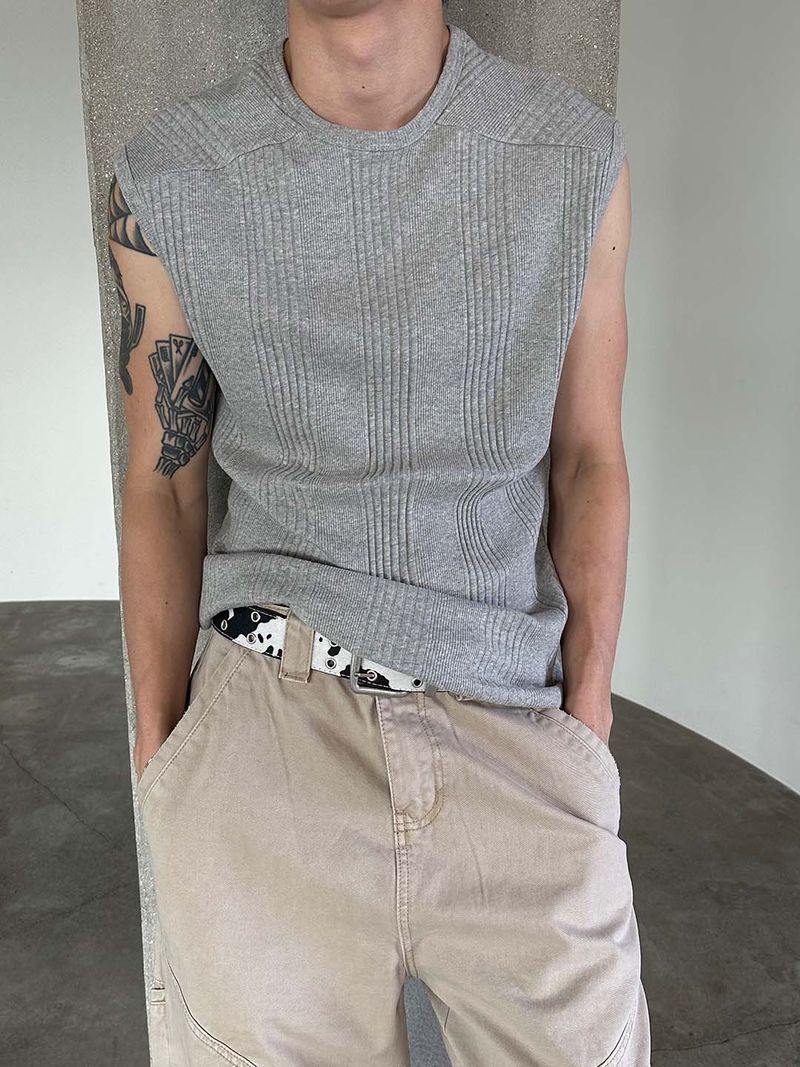 LAURANT（ロラン）の「Ribbed muscle knit sleeveless(5color)（Tops）」