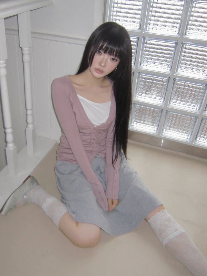 Muen Shirred Midi Skirt