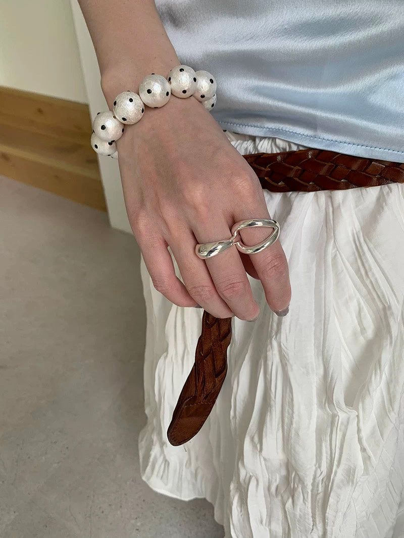 Matt white dot bangle