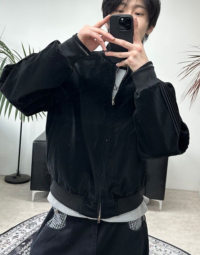 Hide Glossy Pleats Leather Jumper